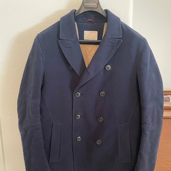 Banana Republic Heritage Men's Pea Coat, Navy, Size L - Picture 2 of 6